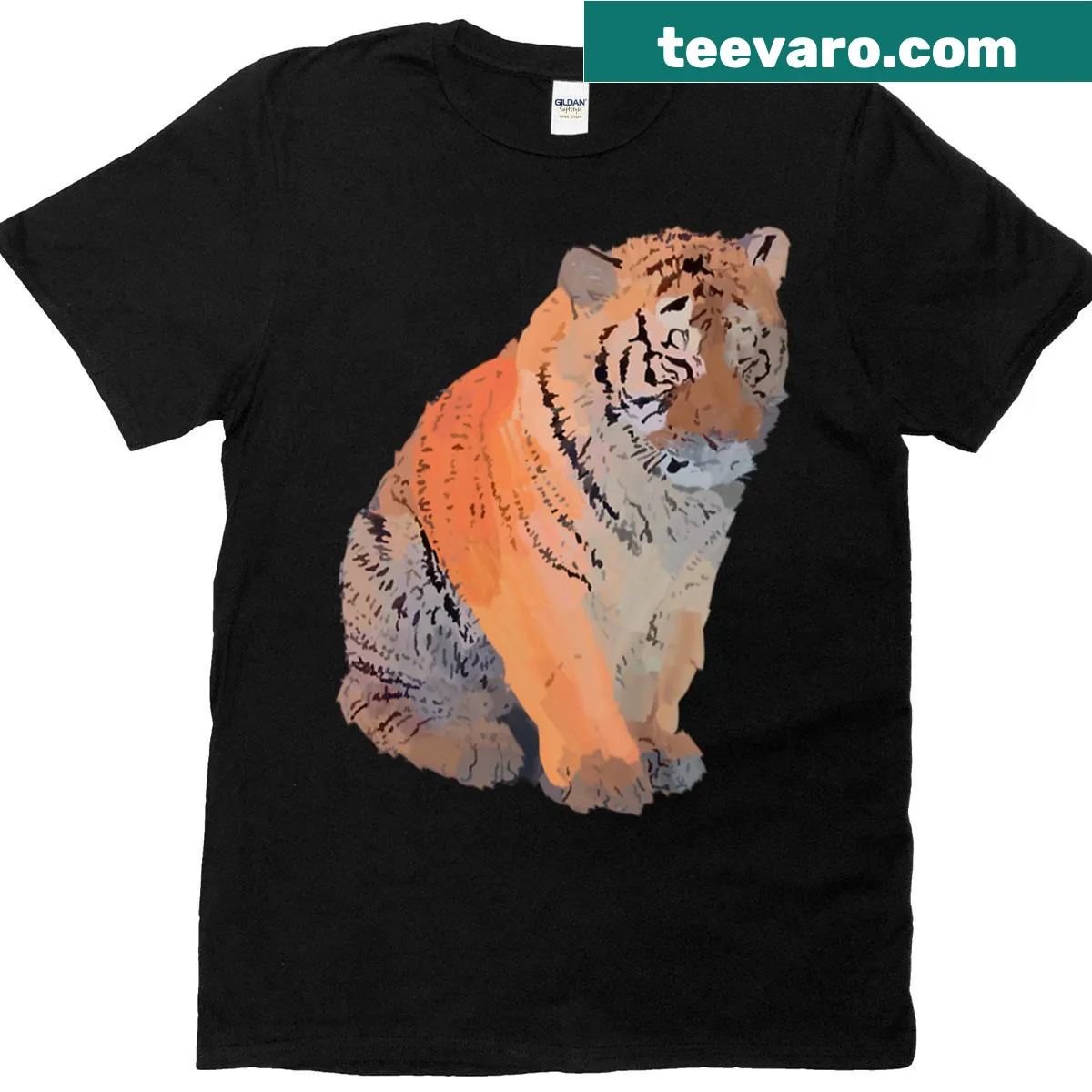 Adorable fluffy tiger illustration on a casual t-shirt — on a men's t-shirt