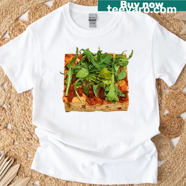 Illustration of focaccia, salsiccia, and rocket on a T-shirt