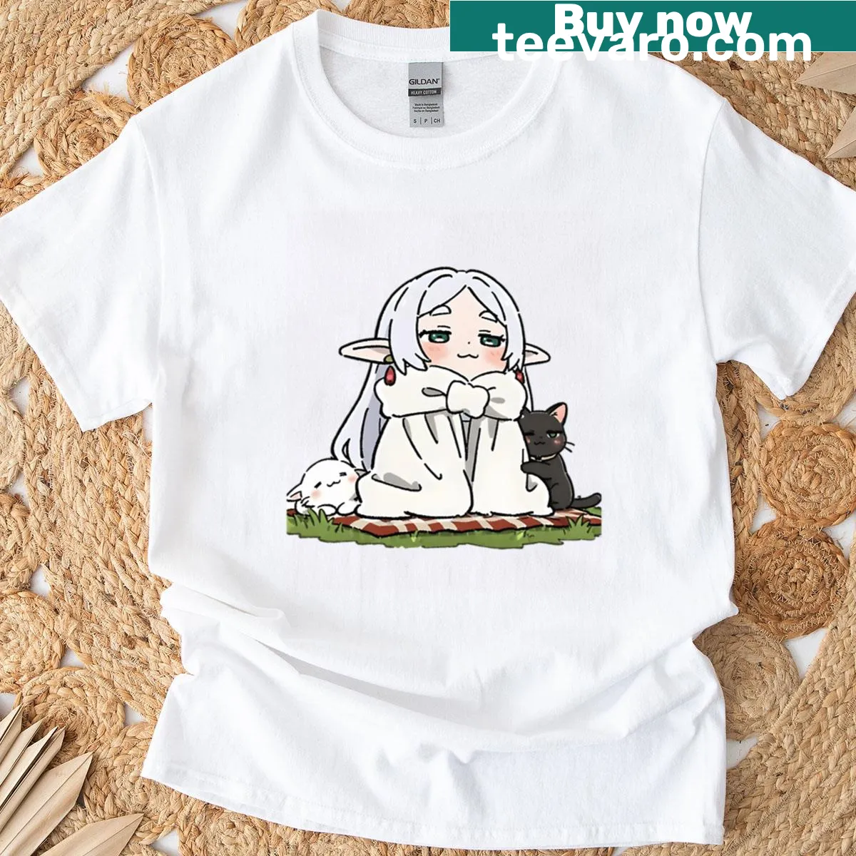Charming cat graphic with text on a casual t-shirt. — on a men's t-shirt