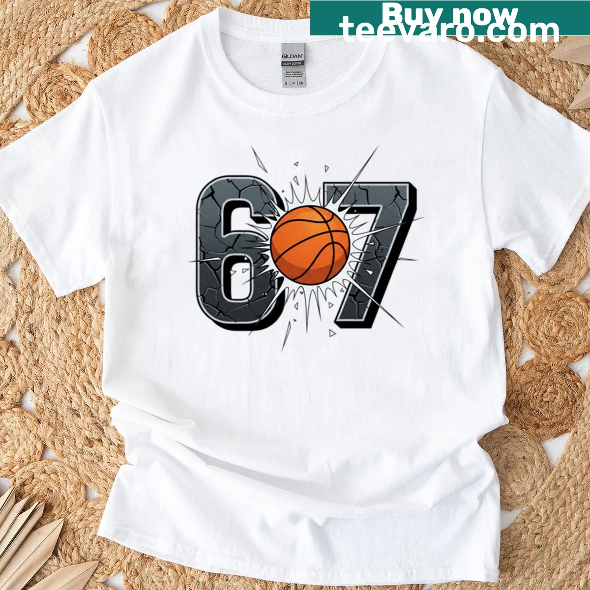 Funny basketball t-shirt with '67 Basketball Smash' graphic — on a men's t-shirt