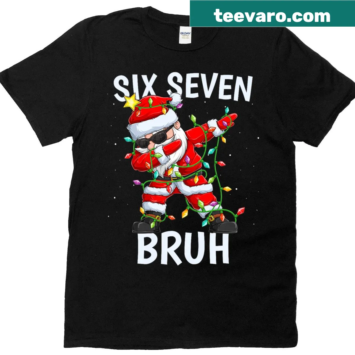 Playful Santa-themed Christmas T-shirt featuring a humorous '67' message — on a men's t-shirt