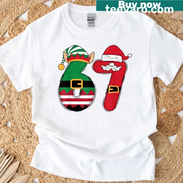 Humorous Christmas T-shirt featuring an elf Santa meme for kids