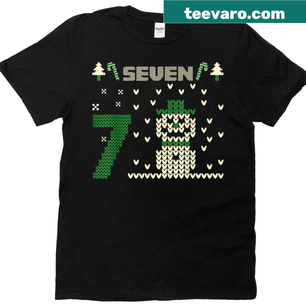 Funny Christmas T-shirt for couples with numbers 6 and 7 — on a men's t-shirt