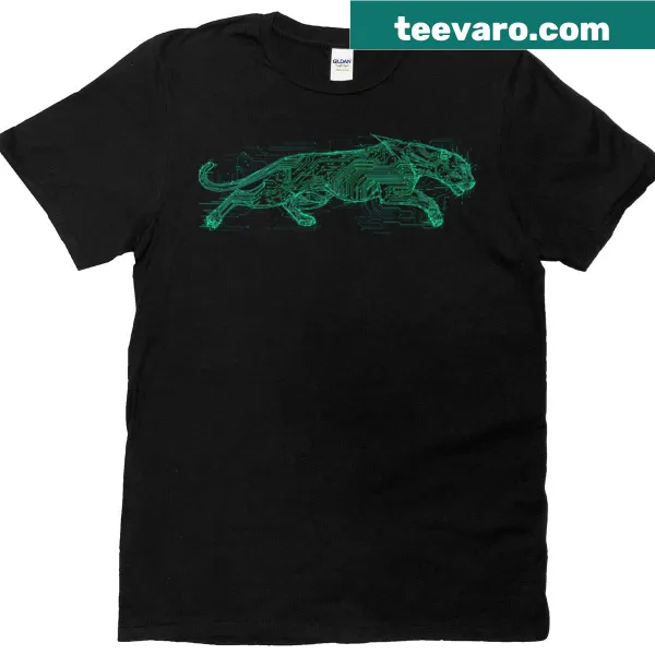 Tech-inspired panther t-shirt featuring circuit designs