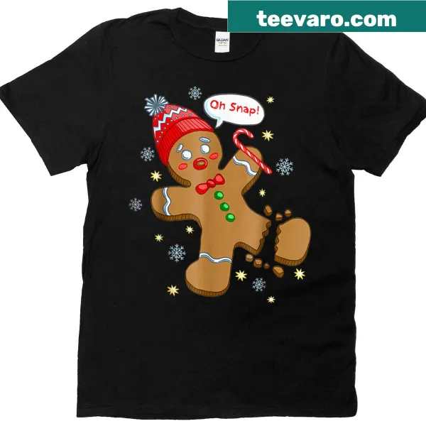 Christmas t-shirt featuring a gingerbread man and 'Oh Snap' text