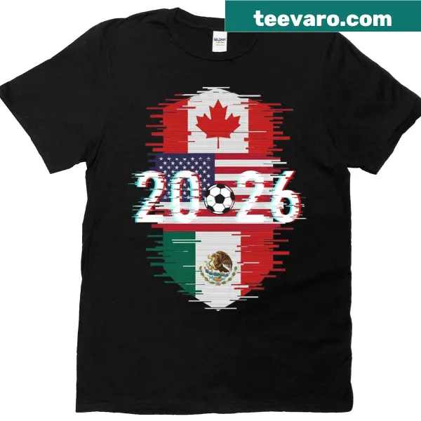 Emblem T-shirt for Glitched United 2026 featuring North America design.
