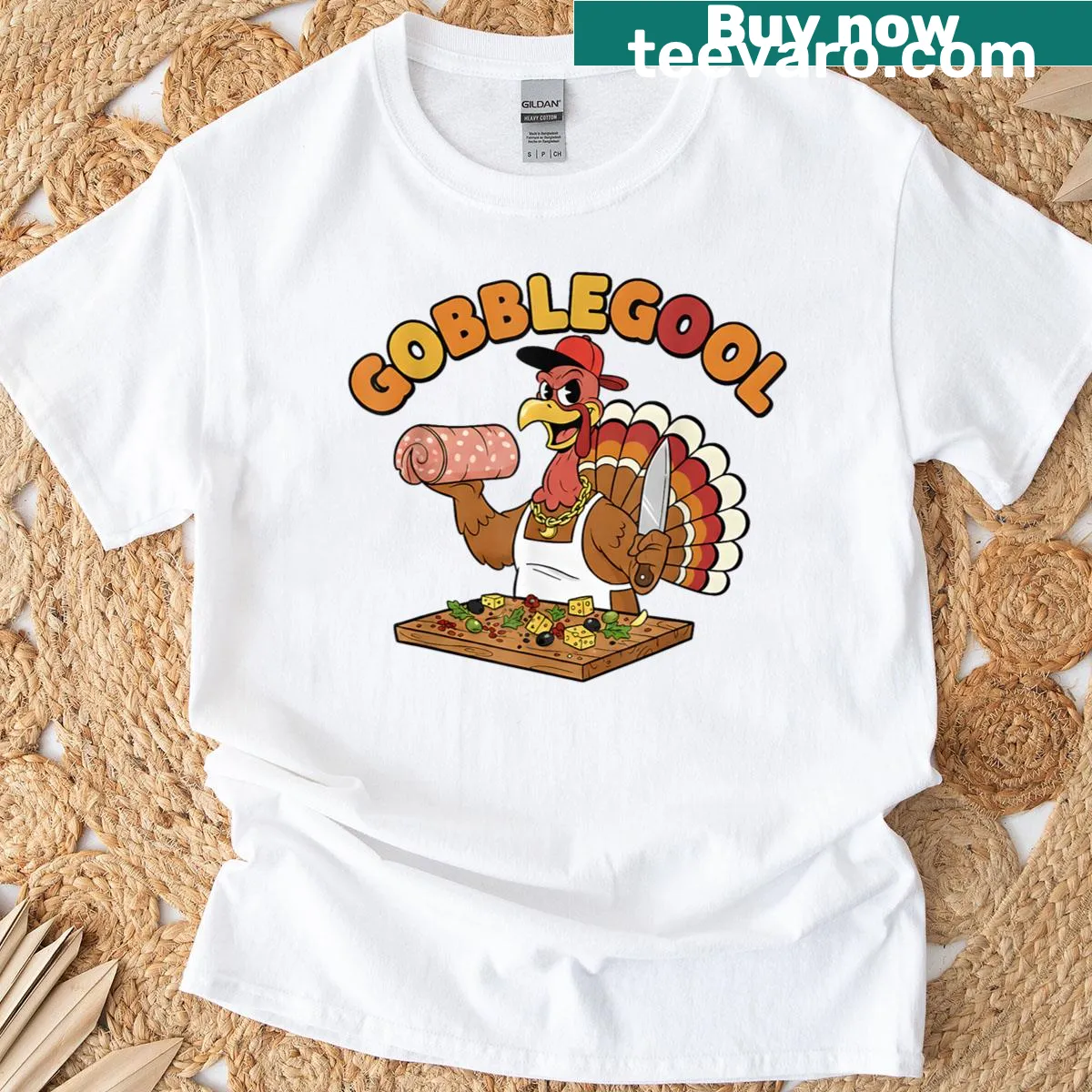 Funny Thanksgiving shirt with Gobblegool text for holiday humor — on a men's t-shirt