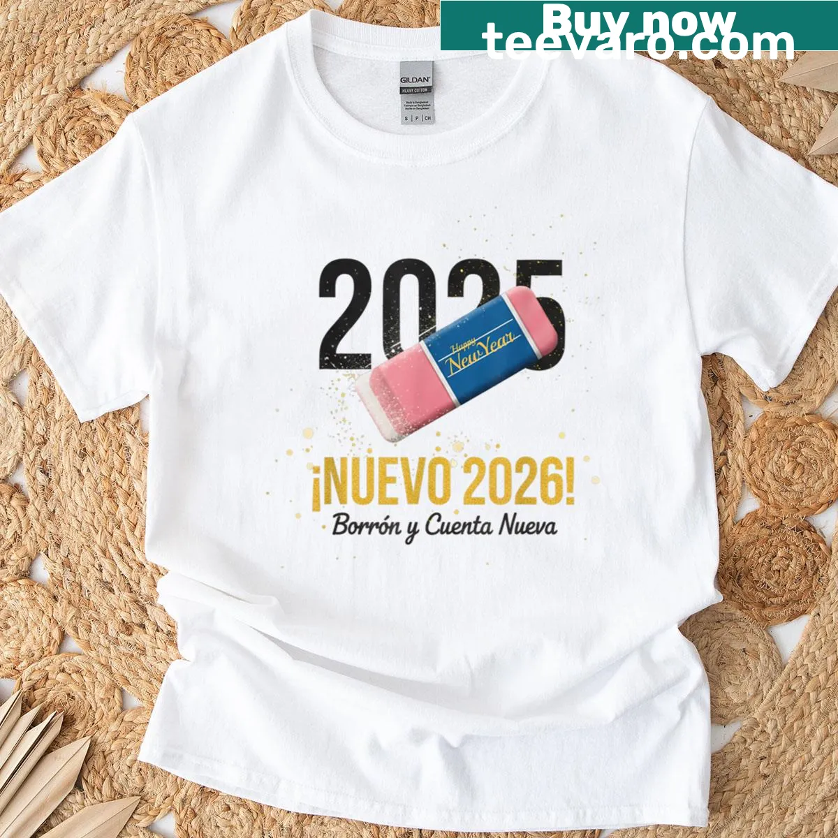 New Year's Eve shirt with 'Goodbye 2025 Hello 2026' text — on a men's t-shirt