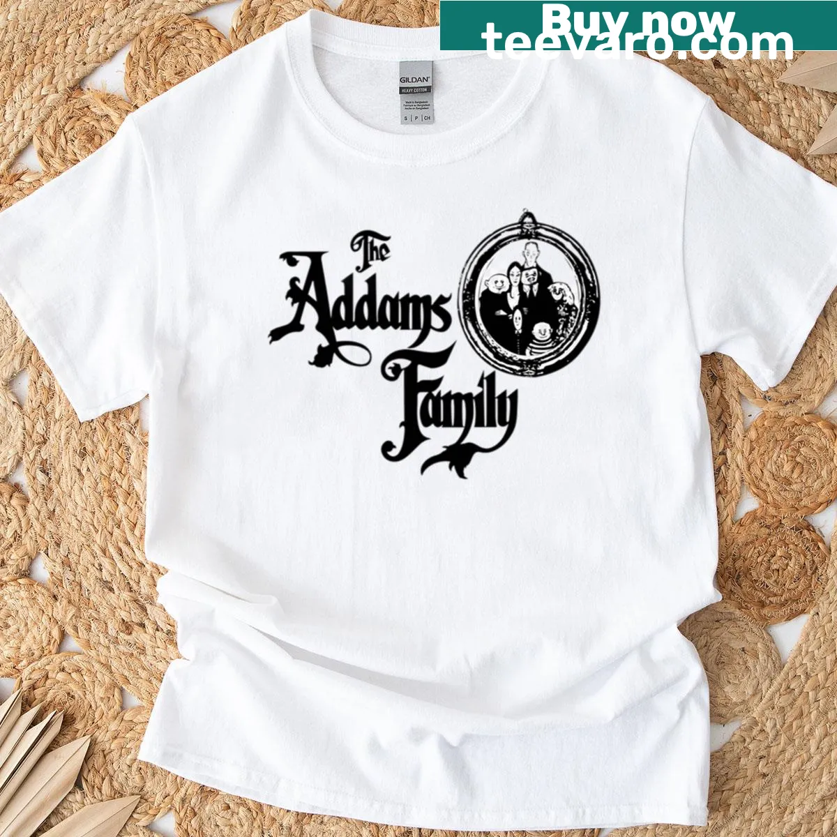 Whimsical Addams Family illustration on a fun t-shirt — on a men's t-shirt