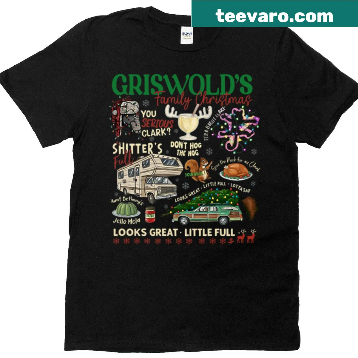 Vintage-style T-shirt celebrating Griswold Christmas with tree farm theme — on a men's t-shirt