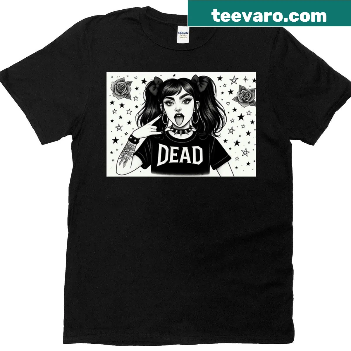 Grunge-style T-shirt with bold graphics — on a men's t-shirt