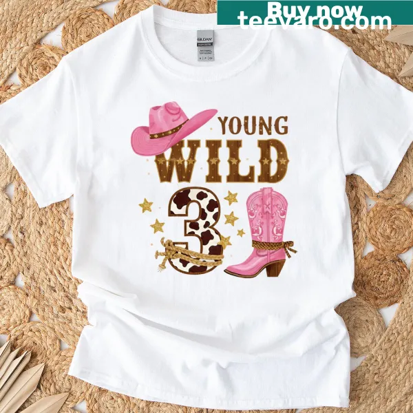 Happy 3rd Birthday t-shirt with cowgirl theme for girls