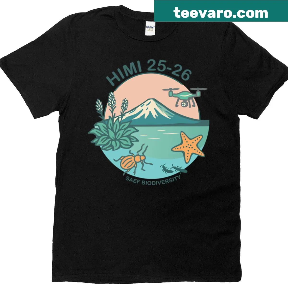 Abstract typography design T-shirt featuring 'Himi 25-26' text — on a men's t-shirt