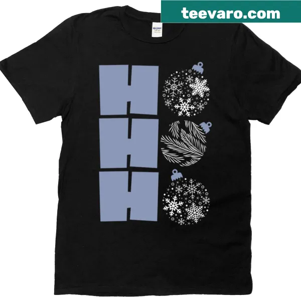 Holiday t-shirt with 'Ho Ho Ho' and ornament design
