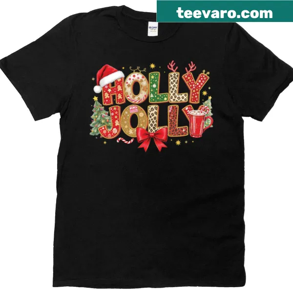Christmas t-shirt with leopard print Santa hat and festive text