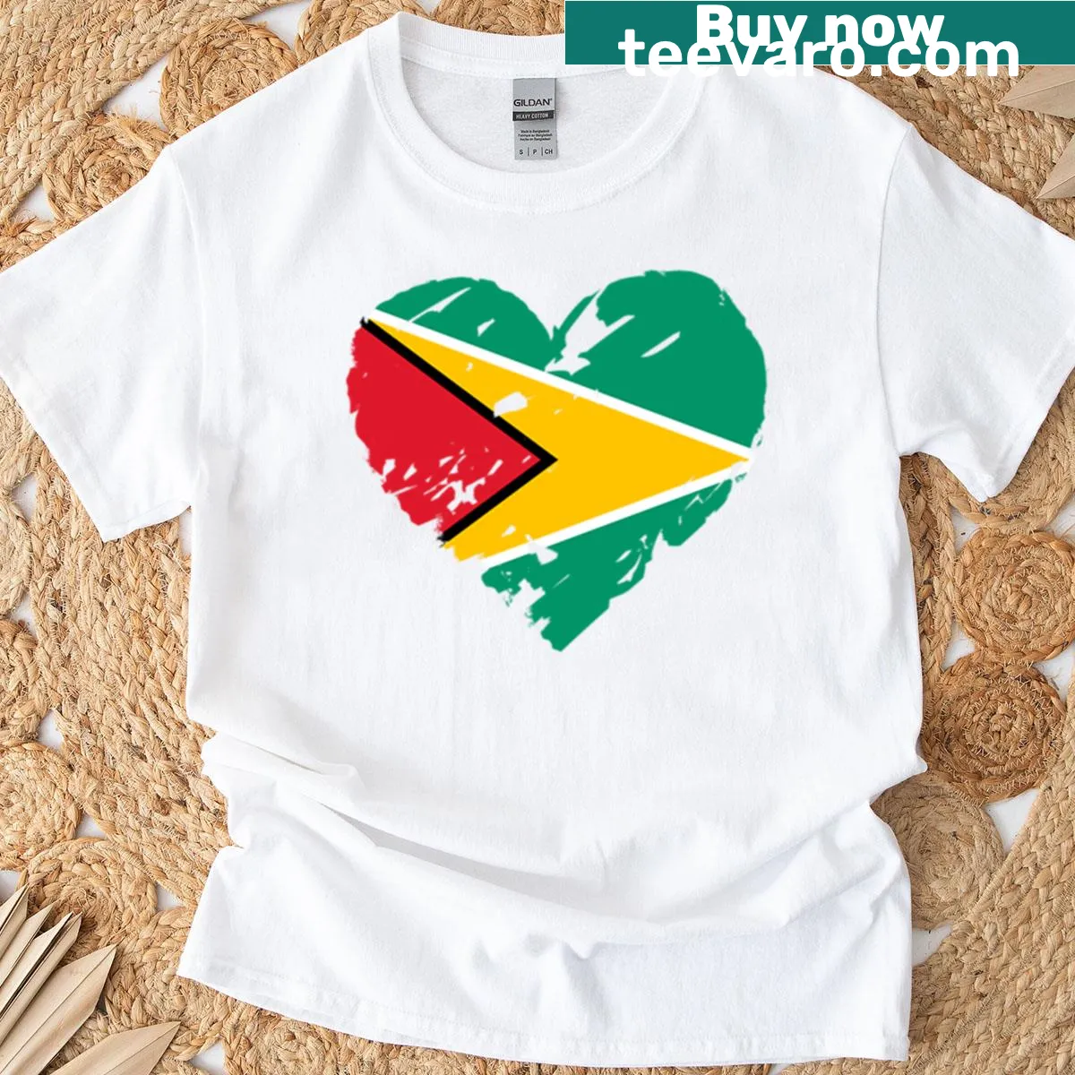 T-shirt with 'I Love Guyana' text — on a men's t-shirt