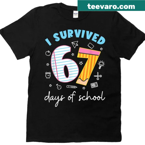 Funny T-shirt saying 'I Survived 67 Days Of School'