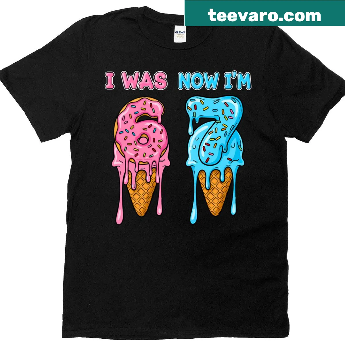 Fun T-shirt humorously celebrating turning 7 years old — on a men's t-shirt