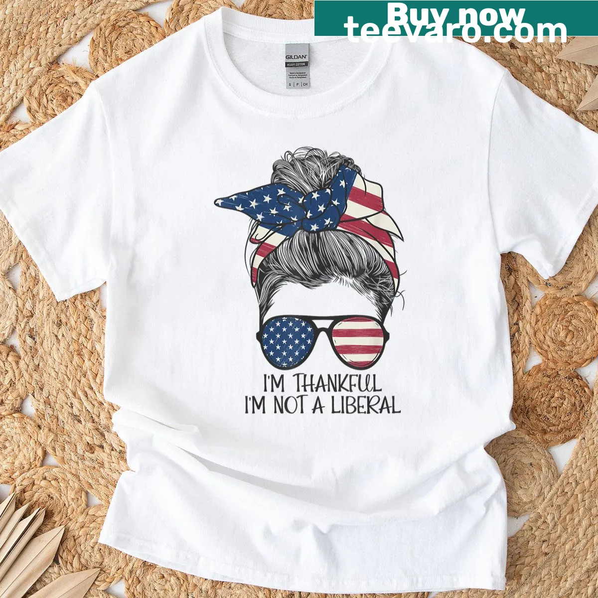 Edgy T-shirt with the phrase 'I'm Thankful I'm Not A Liberal' in bold typography — on a men's t-shirt