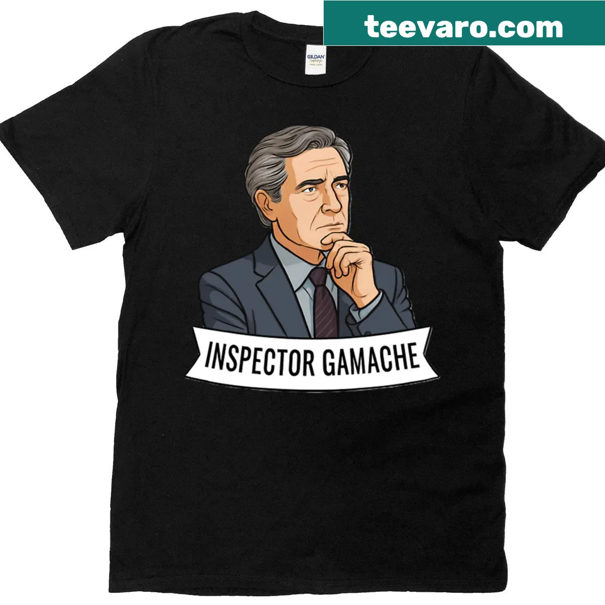 Inspector Gamache t-shirt featuring a literary design — on a men's t-shirt