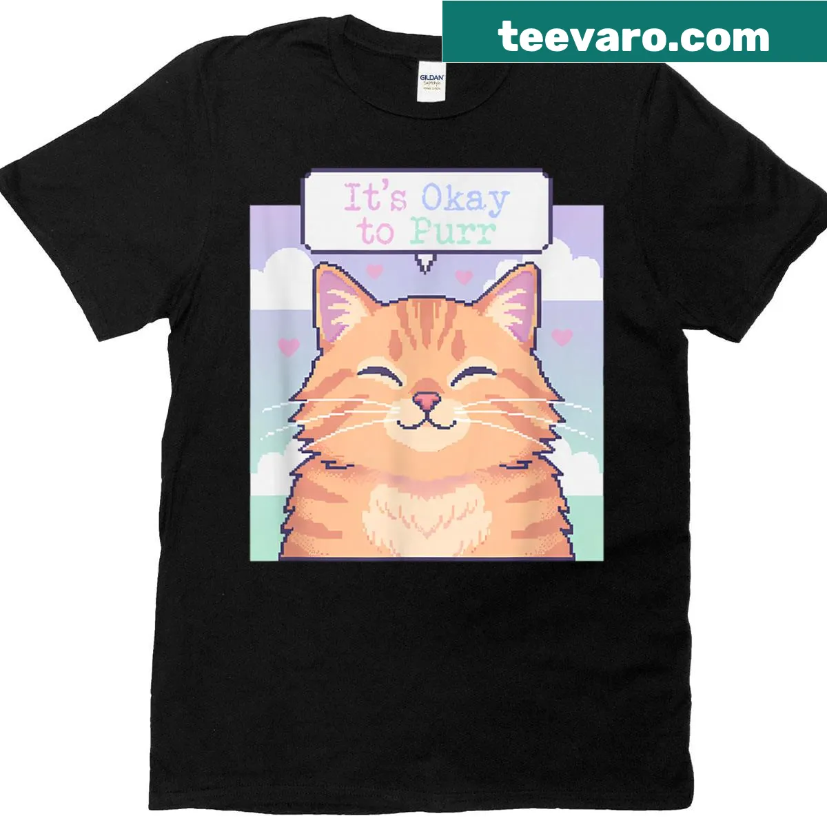 Retro pixel art t-shirt for feline lovers — on a men's t-shirt