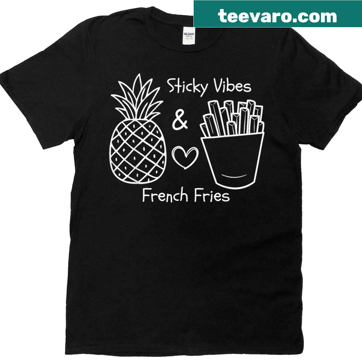 Ivf Mom t-shirt featuring 'Sticky Vibes' and French fries design — on a men's t-shirt