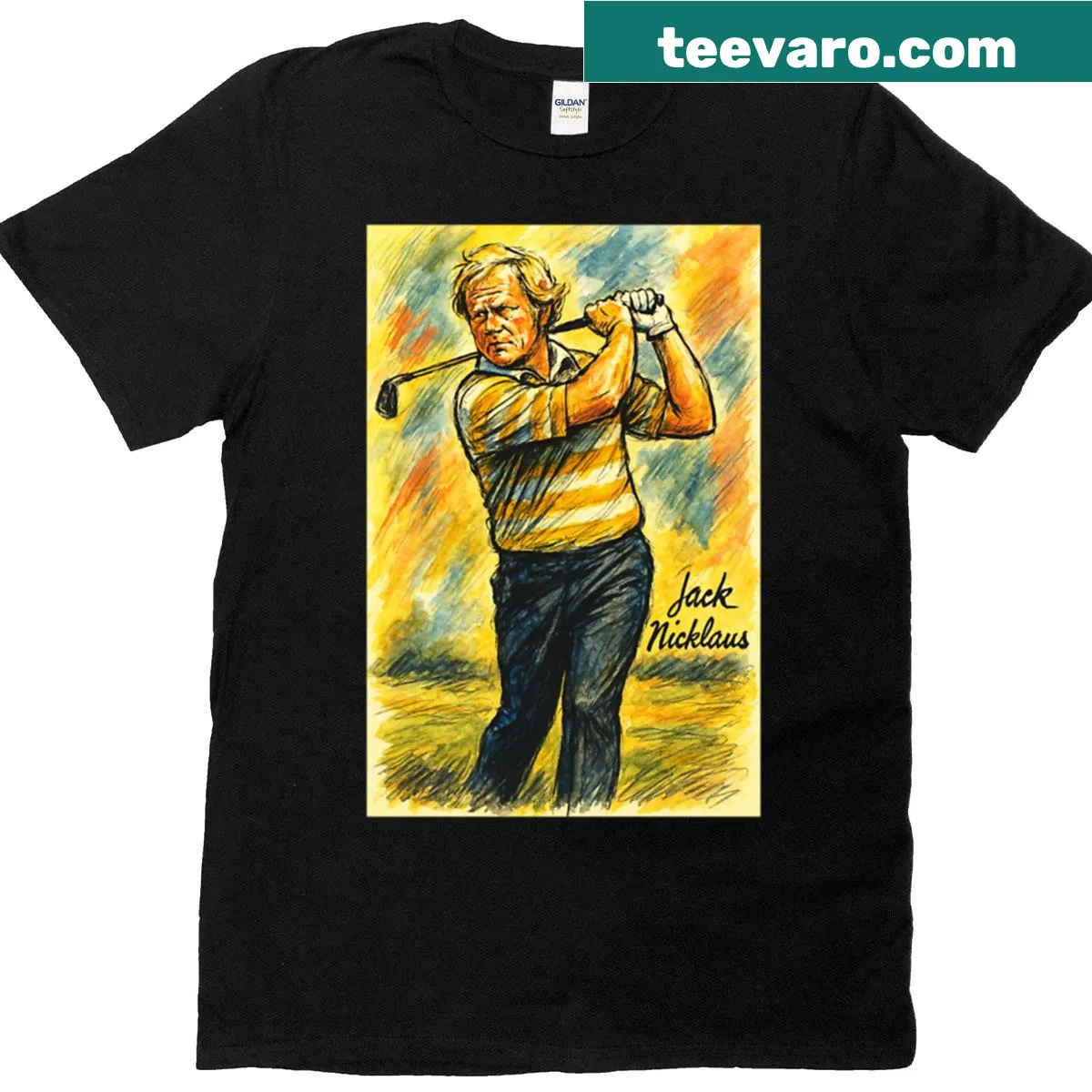 Illustration of Jack Nicklaus playing golf on T-shirt — on a men's t-shirt