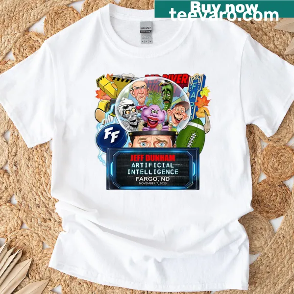 Jeff Dunham Fargo ND 2025 graphic t-shirt celebrating comedy.