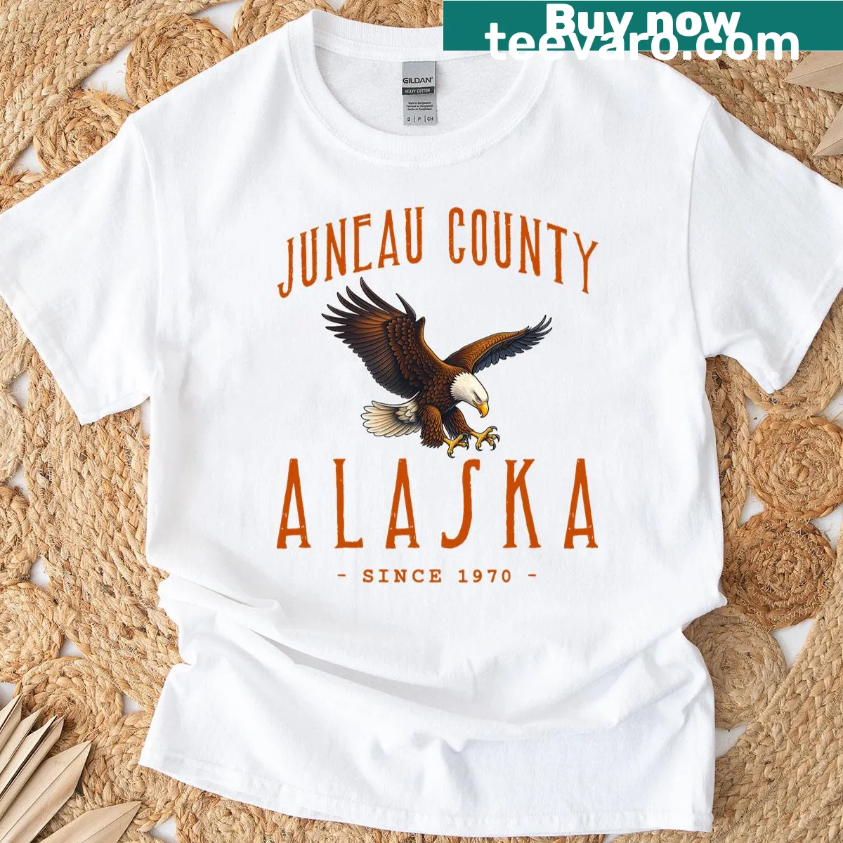 Realistic eagle graphic on a t-shirt honoring wildlife — on a men's t-shirt