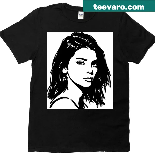 Stylish Kendall Jenner active T-shirt with bold typography