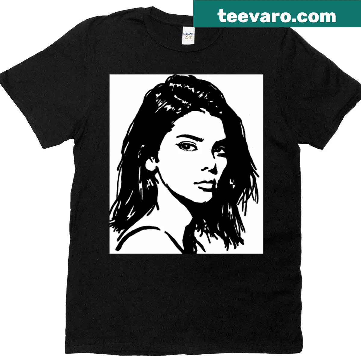 Stylish Kendall Jenner active T-shirt with bold typography — on a men's t-shirt