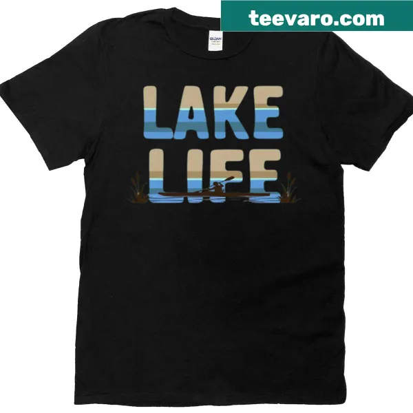 Illustration of a kayak on calm water representing lake life