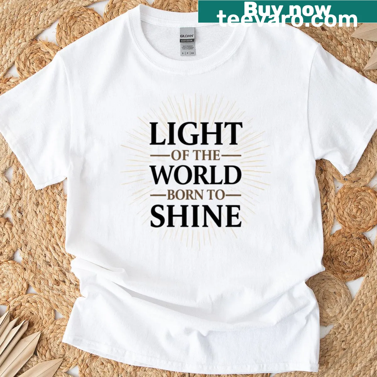 Inspirational Christmas T-shirt with 'Light of the World' text — on a men's t-shirt