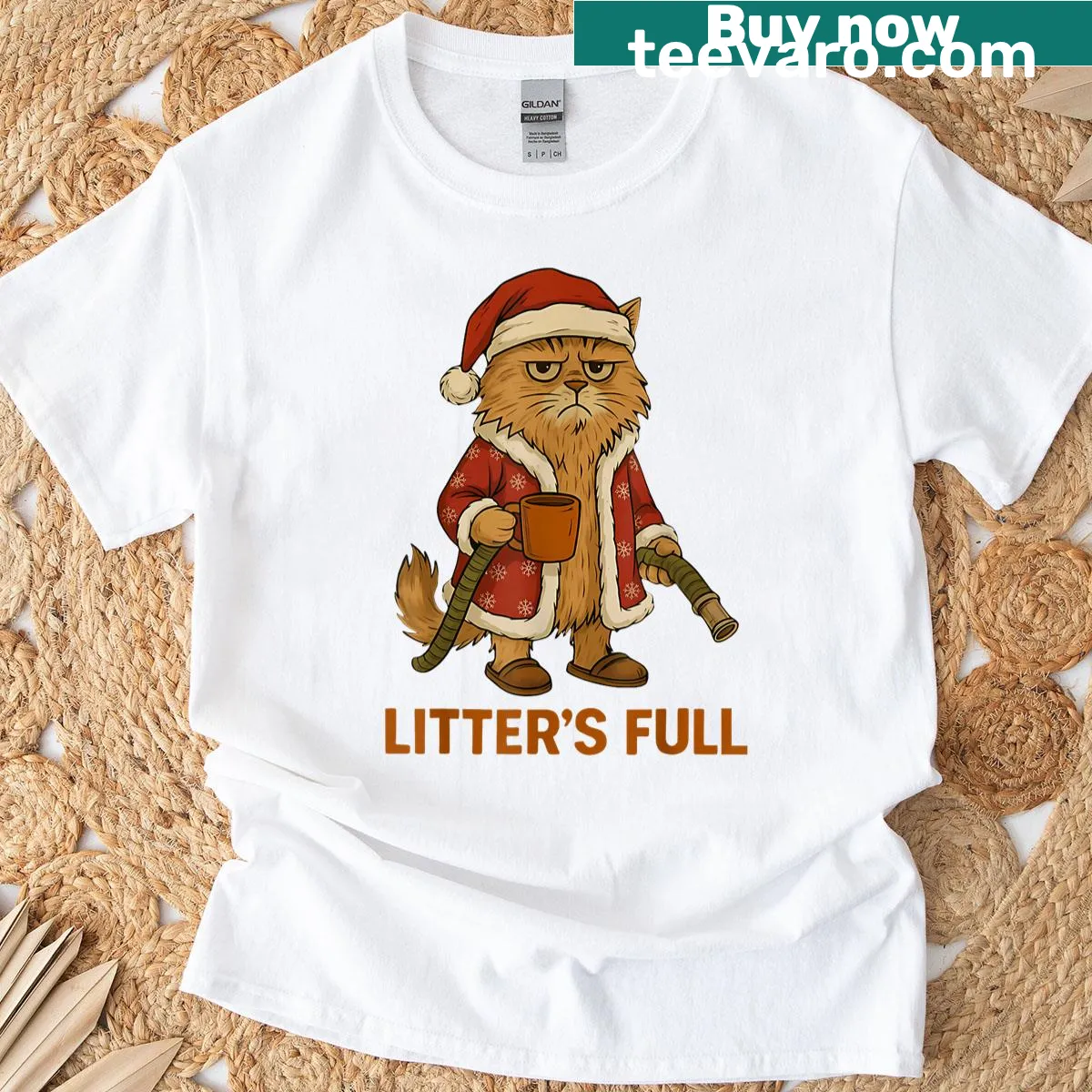 Funny Christmas shirt for cat lovers with playful text — on a men's t-shirt