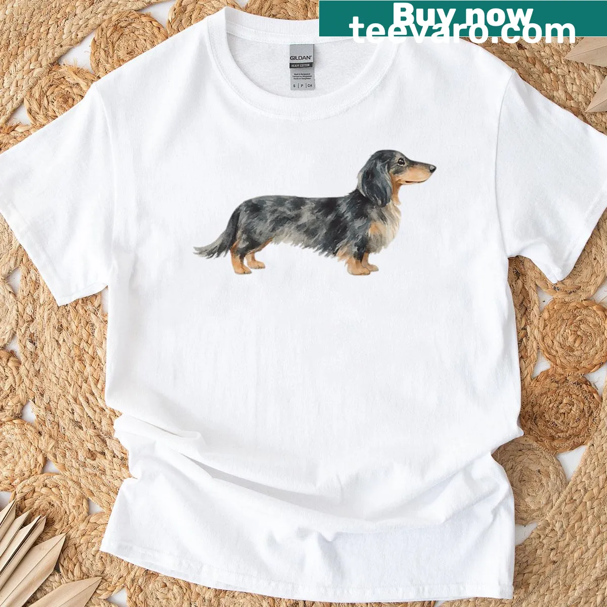 Dachshund illustration on a casual T-shirt — on a men's t-shirt