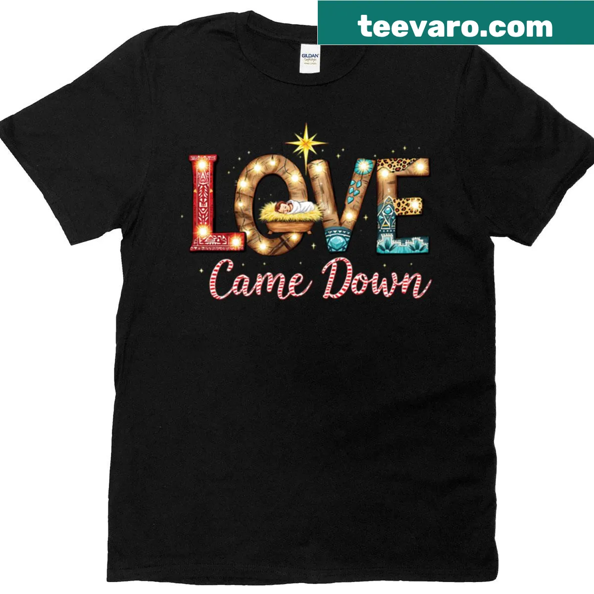 Nativity design t-shirt for Christmas with a heartfelt message — on a men's t-shirt