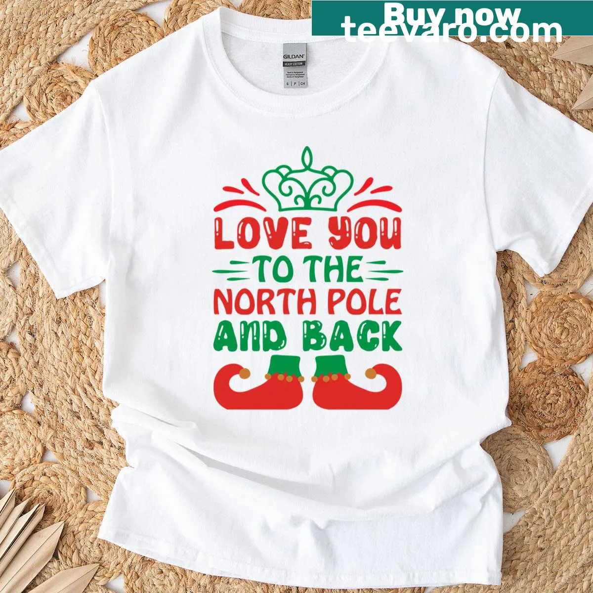 Heartwarming Christmas T-shirt with the phrase 'Love You To The North Pole And Back' for holiday celebrations — on a men's t-shirt