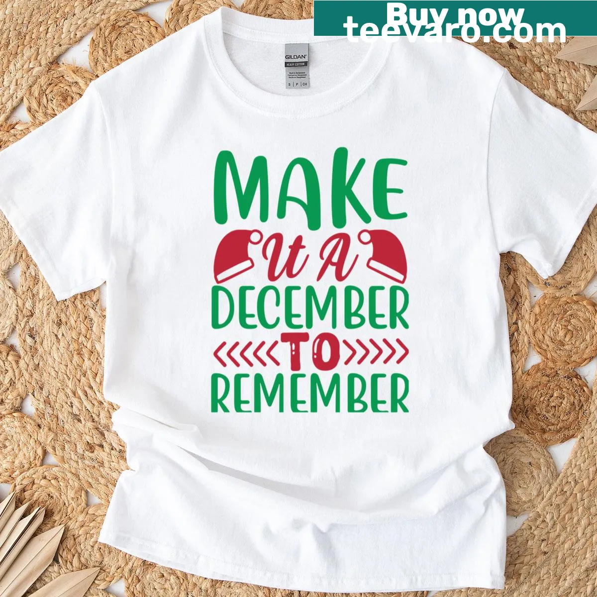 Festive T-shirt with the quote 'Make It A December To Remember' — on a men's t-shirt
