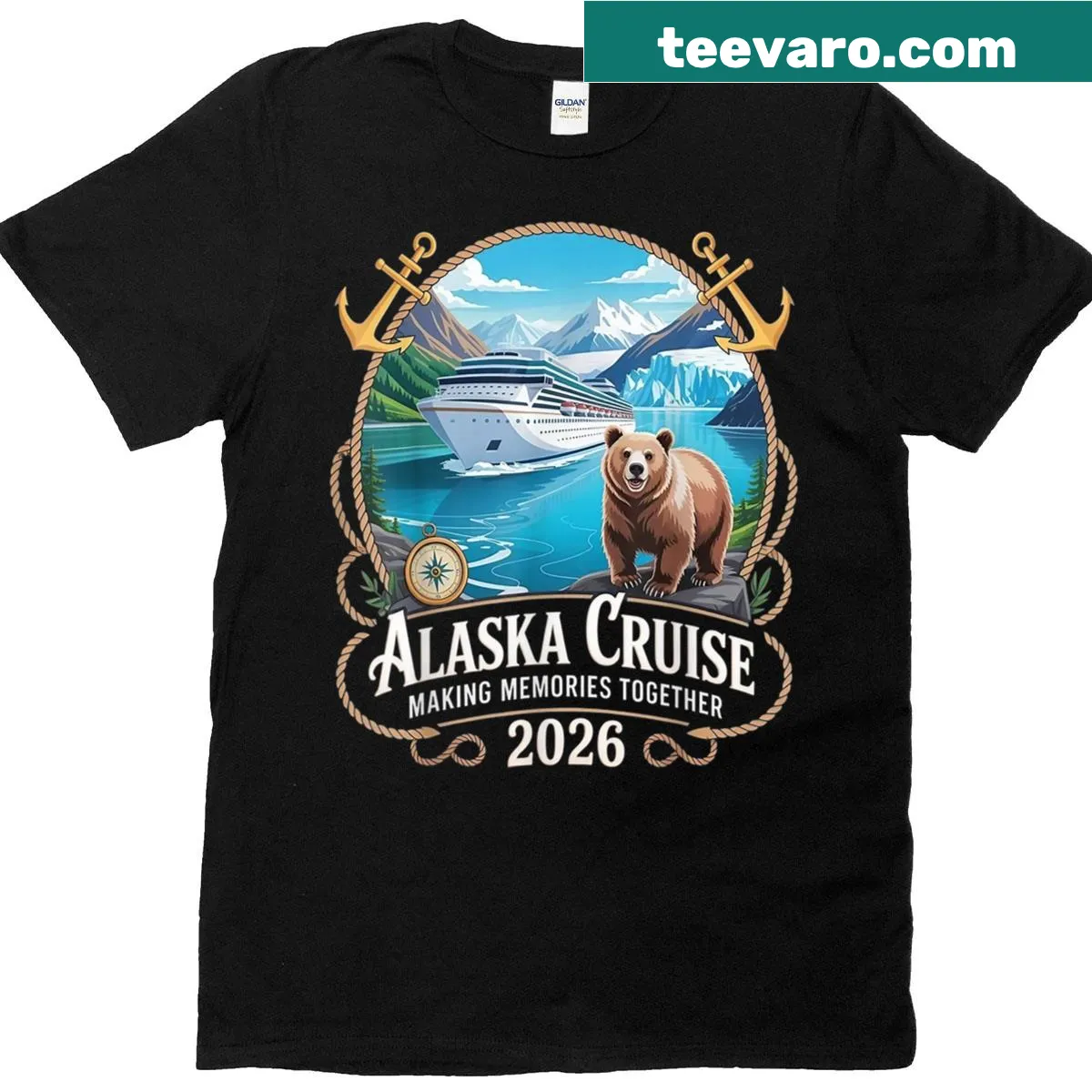 Matching T-shirt for family and friends going on an Alaska cruise — on a men's t-shirt