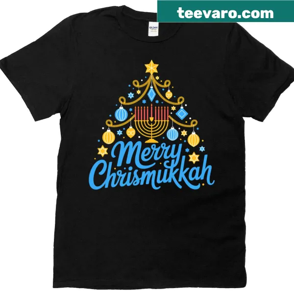 Merry Chrismukkah T-shirt celebrating Christmas and Hanukkah