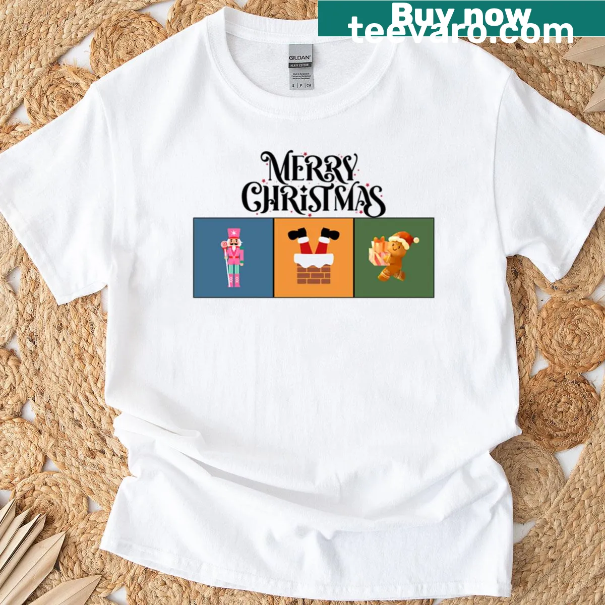 Merry Christmas t-shirt with joyful festive typography — on a men's t-shirt