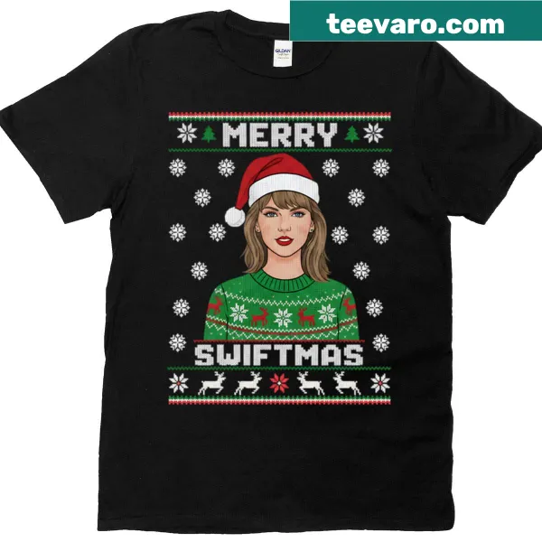 Festive typography Christmas T-shirt with Merry Swiftmas design