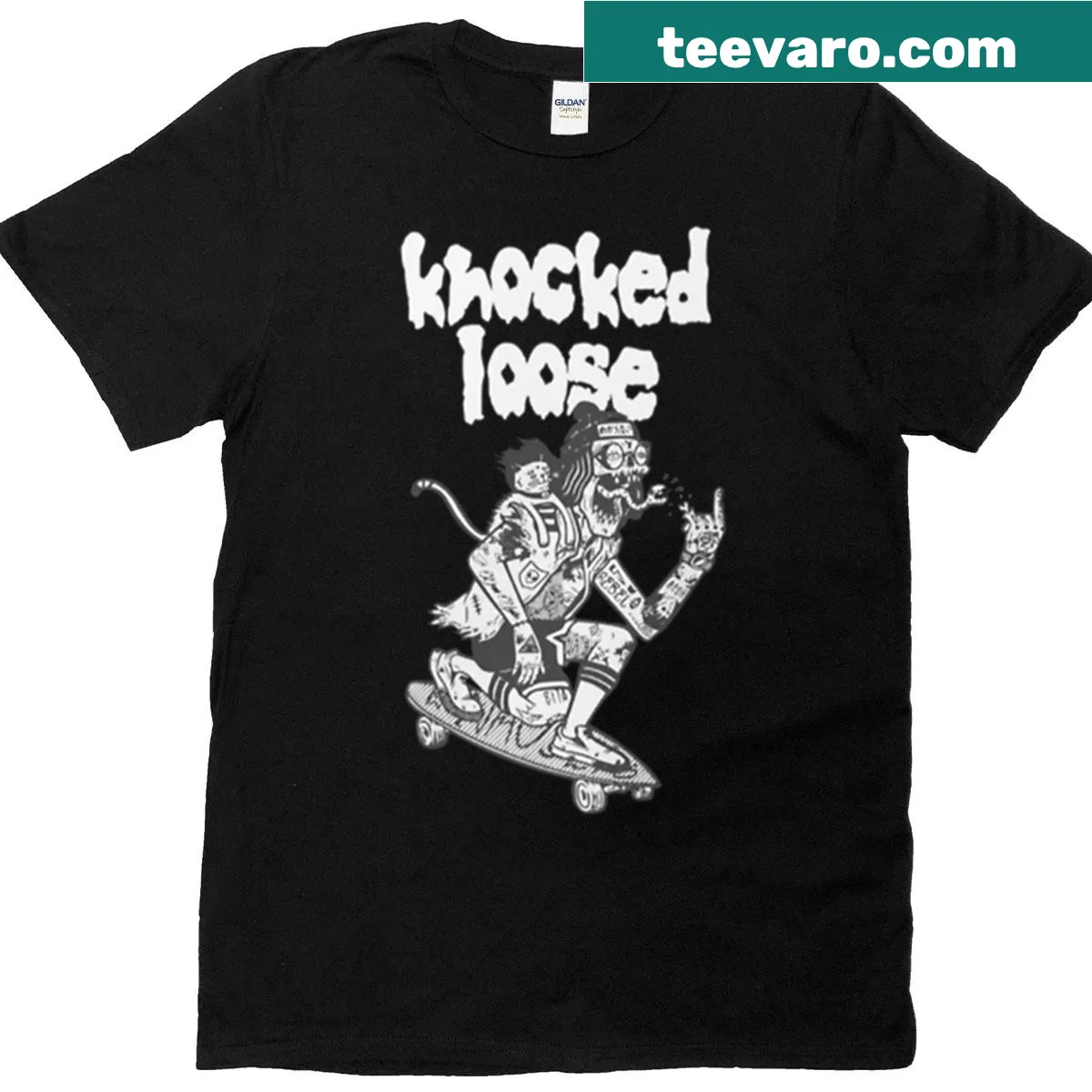 Playful graphic of two adventurous characters on a T-shirt — on a men's t-shirt