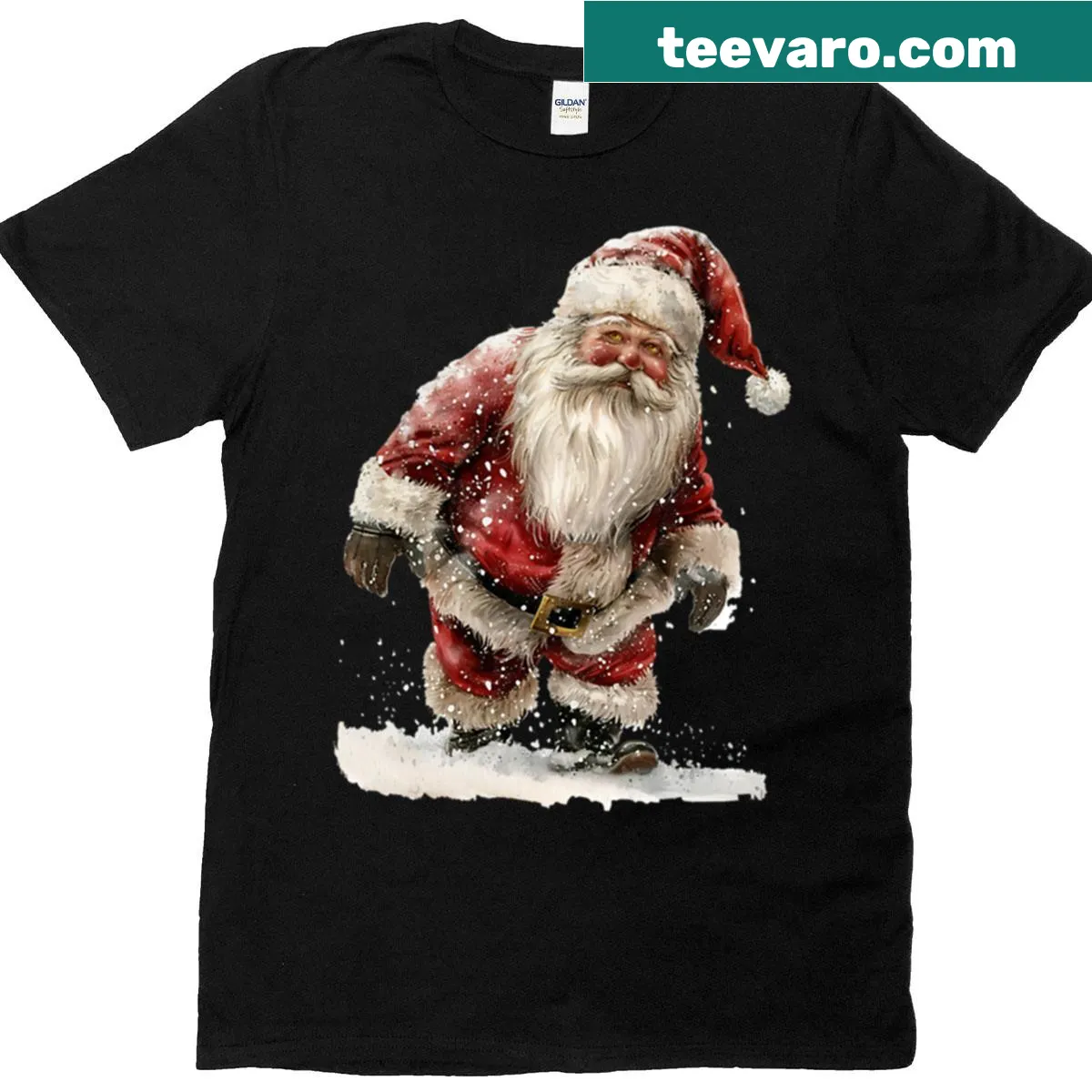 Mischievous Santa T-shirt with playful Santa design — on a men's t-shirt