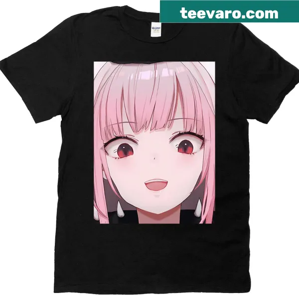 Playful Mori Calliope illustrated T-shirt with character design.