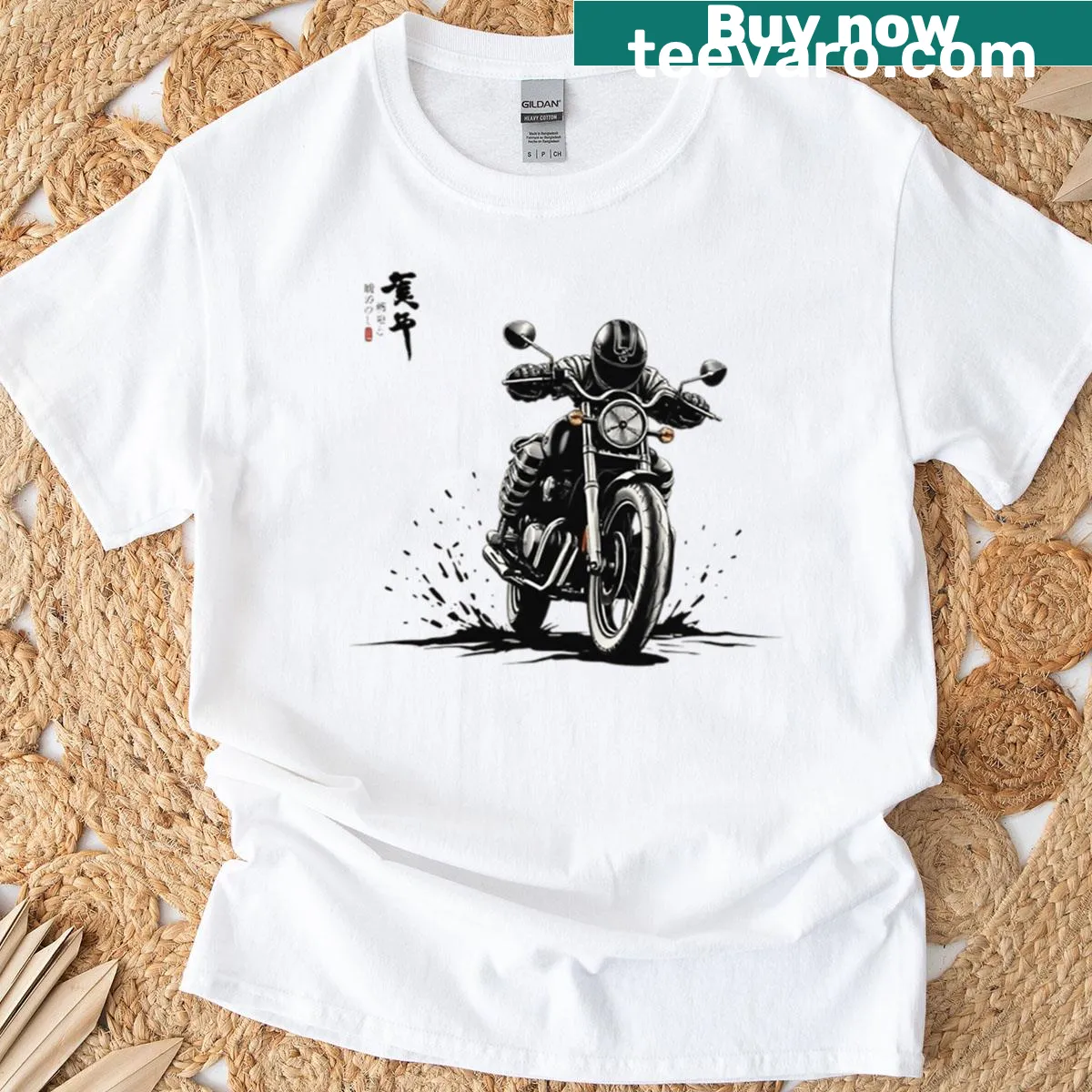 T-shirt for motorcycle enthusiasts featuring a rider illustration — on a men's t-shirt