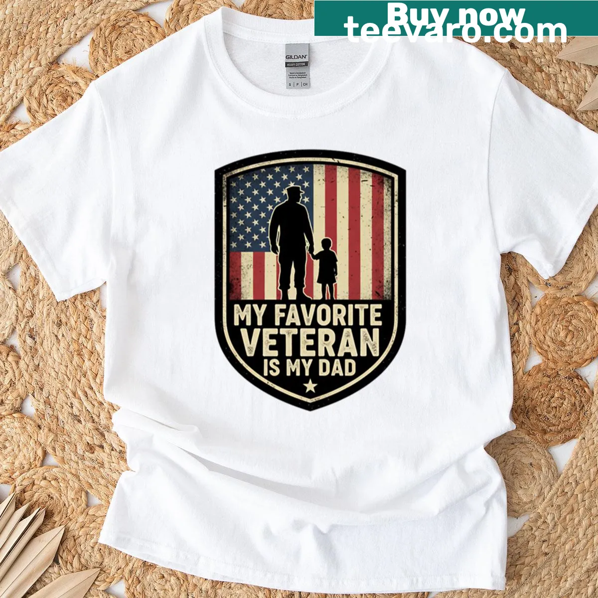 Heartfelt My Favorite Veteran Is My Father T-shirt with typography — on a men's t-shirt