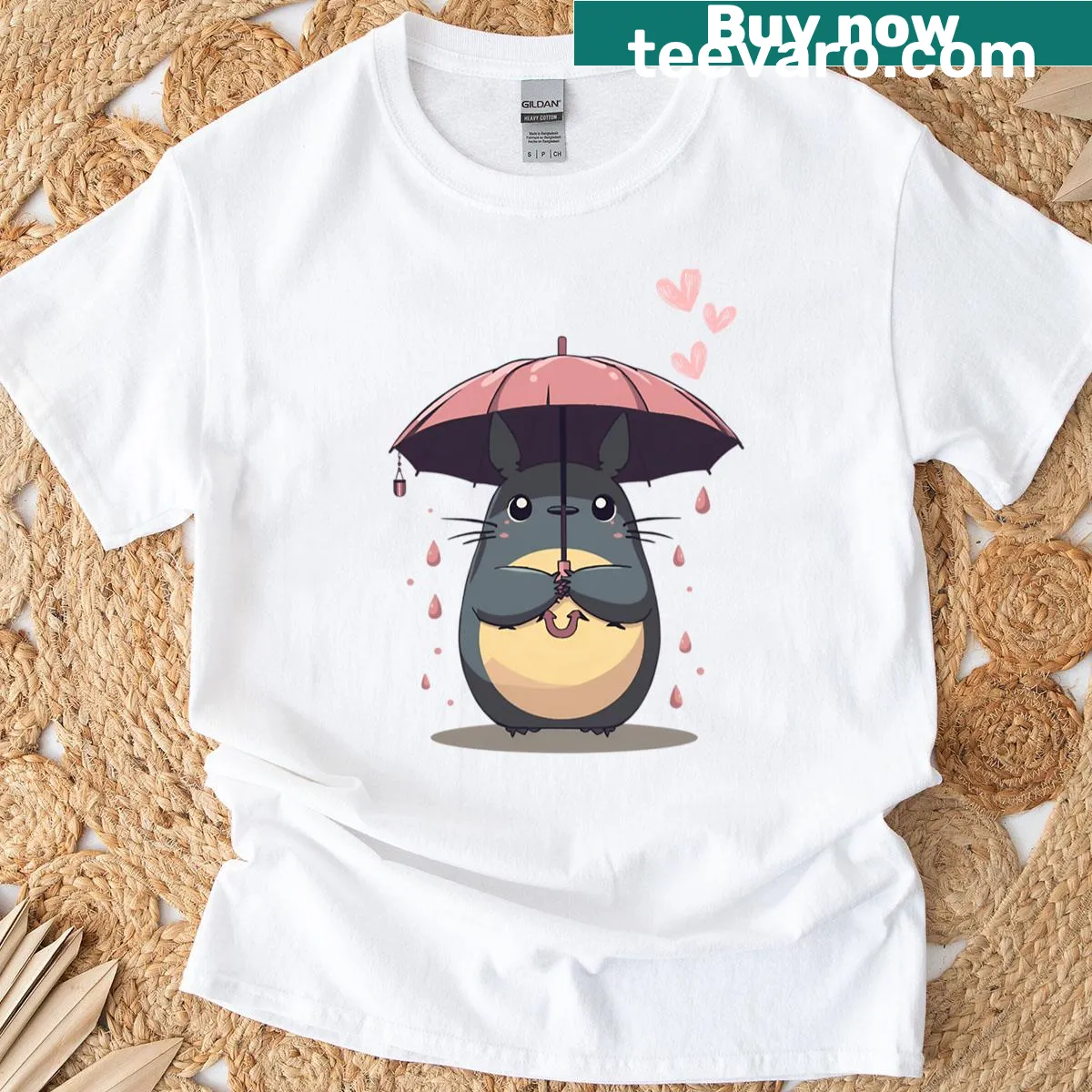 Myneighbor Totoro t-shirt featuring iconic character and forest elements — on a men's t-shirt