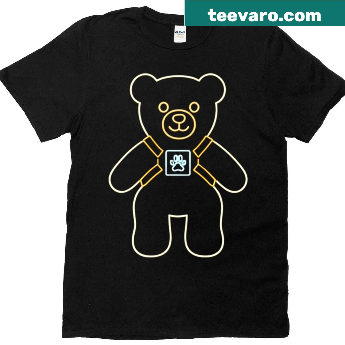 Playful Neon Bear illustrated T-shirt with whimsical design. — on a men's t-shirt