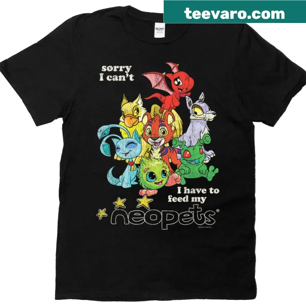 Vintage-style T-shirt with 'I Have To Feed My Neopets' text